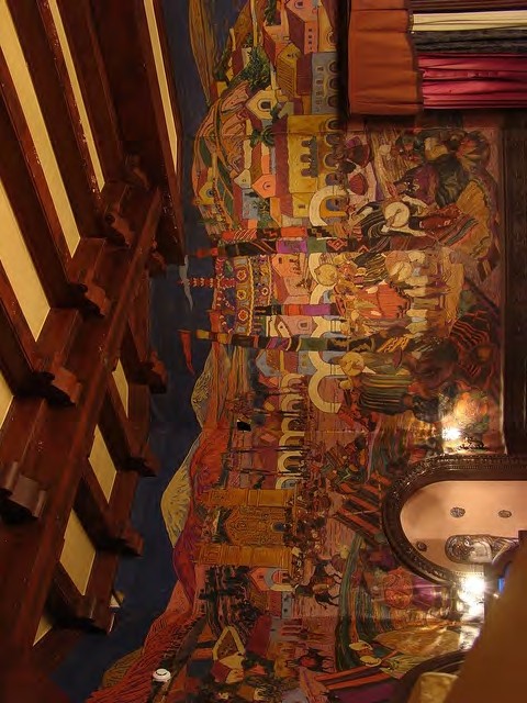 Vista del mural de Alfredo Guido que recubre el comedor de la Casa Fracassi (Ángel Guido).