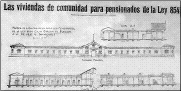 Dibujo del proyecto de Casa Habitación para jubilados y pensionados, 1927