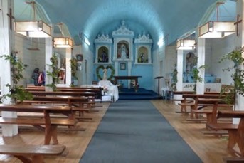 Interior de la iglesia, 2013, recuperación de bóveda centra