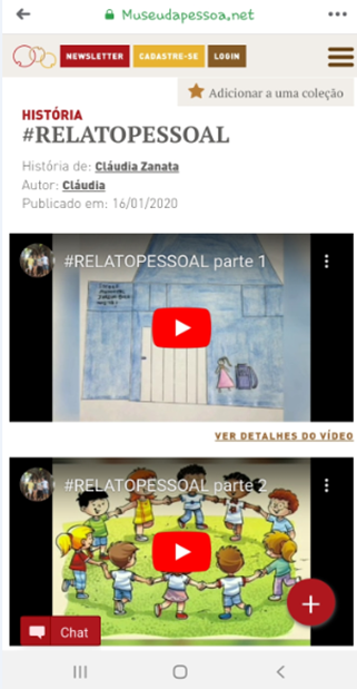 Figura 1. Print da página em que o documentário
#RELATOPESSOAL foi divulgado