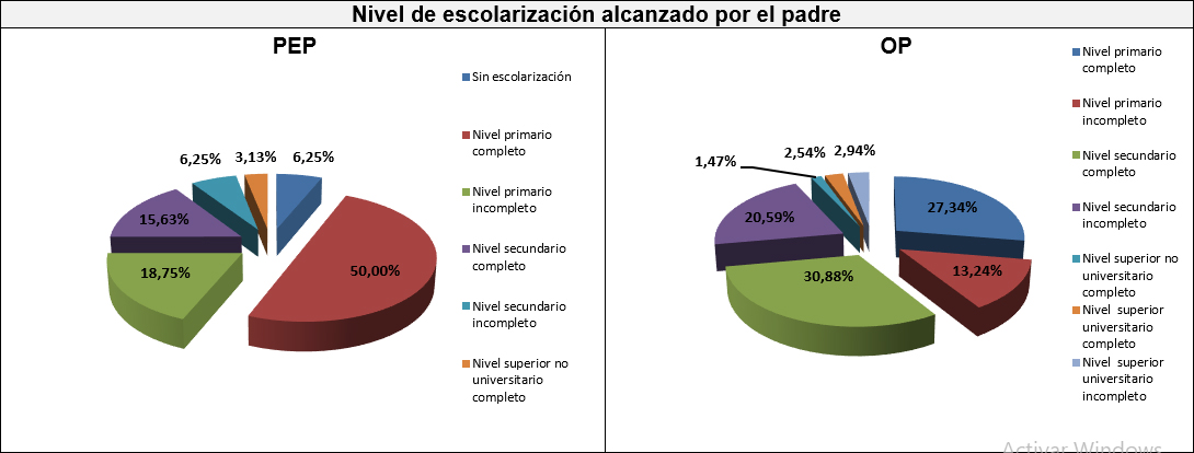 Gráfico cinco: Nivel de escolarización alcanzado por el padre