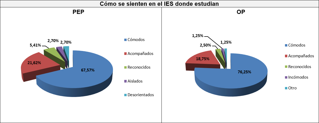 Gráfico diecinueve: Cómo se sienten en el IES donde estudian