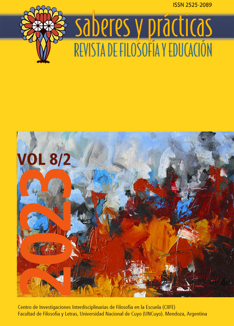 Tapa Volumen 8 número 2 de Saberes y prácticas. Revista de Filosofía y Educación