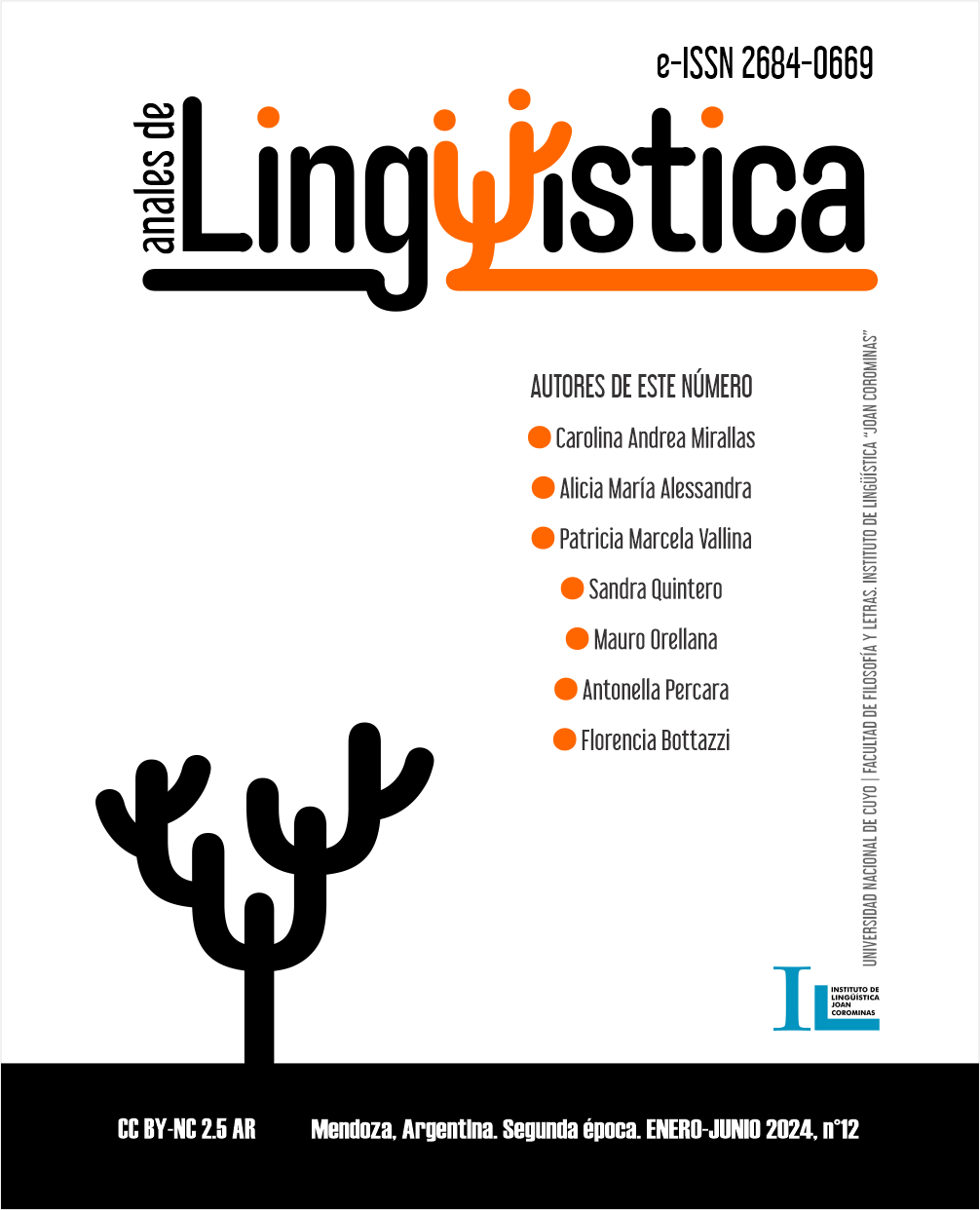 Portada del número 12 del año 2024 de la revista Anales de Lingüística