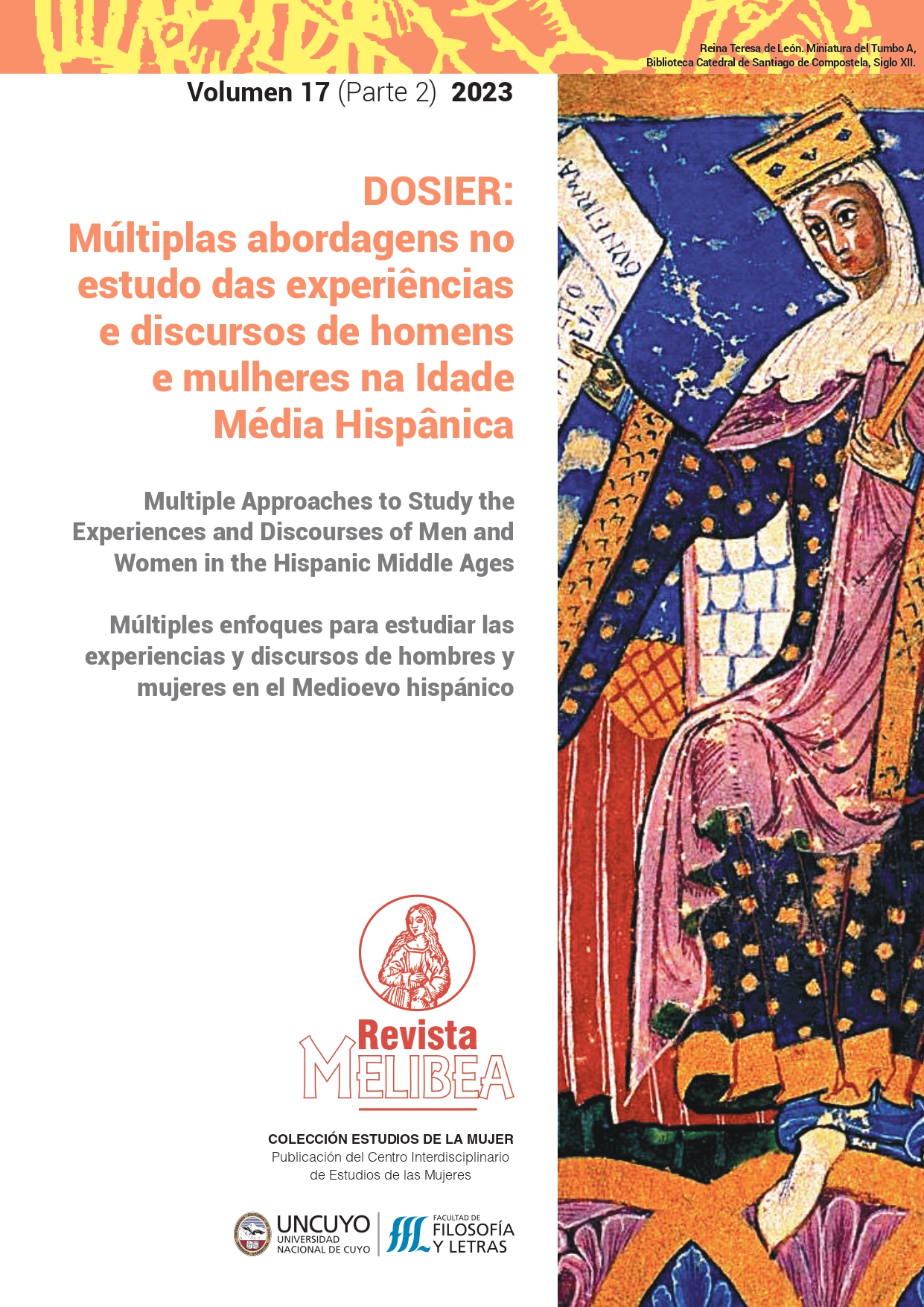 Portada del volúmen 17, número 2 del año 2023 de la Revista Melibea